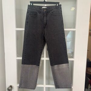 OAK + FORT Women’s Two-Tone Black and Gray Jeans Size S